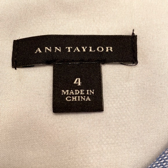 Ann Taylor Blue White Striped Textured Linen Blend Sleeveless Lined MIDI Dress 4 - Picture 9 of 15